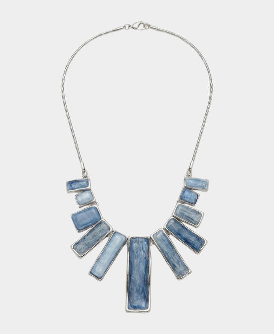 
Rectangle Resin Necklace in BLUE/SILVER view 2