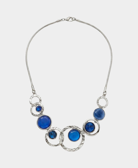 
Round Statement Necklace in SILVER/BLUE view 2