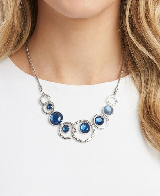 
Round Statement Necklace in SILVER/BLUE view 1