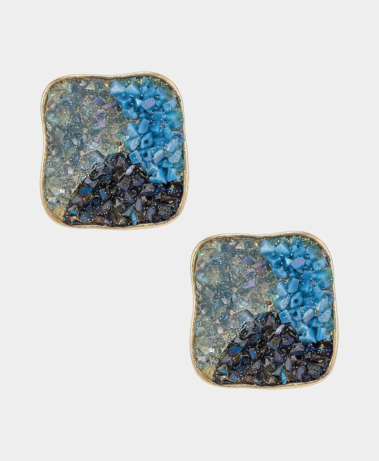 
Crystal Square Clip On Earrings in BLUE view 2