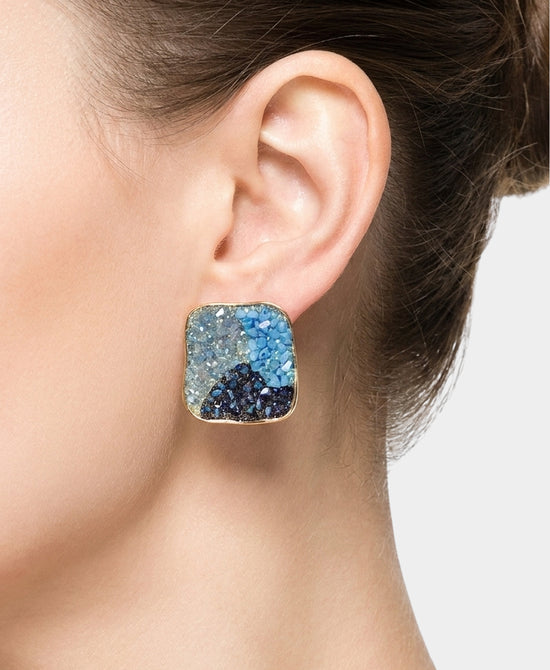 
Crystal Square Clip On Earrings in BLUE view 1