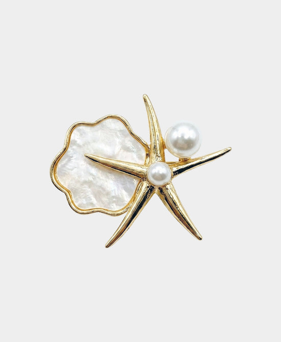 
Starfish Magnetic Brooch w/ Pearls in GOLD/PEARL view 1