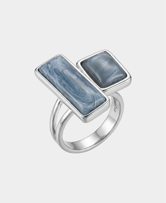 
Double Rectangle Resin Ring in BLUE/SILVER view 2