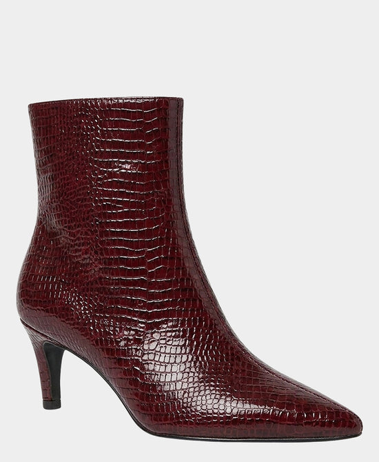 
Faux Leather Croc Print Bootie in BURGUNDY view 1