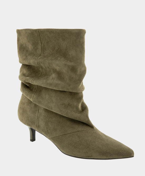 
Faux Suede Slouch Bootie in OLIVE view 1