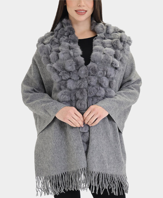 Wool Wrap w/ Fur Trim view 
