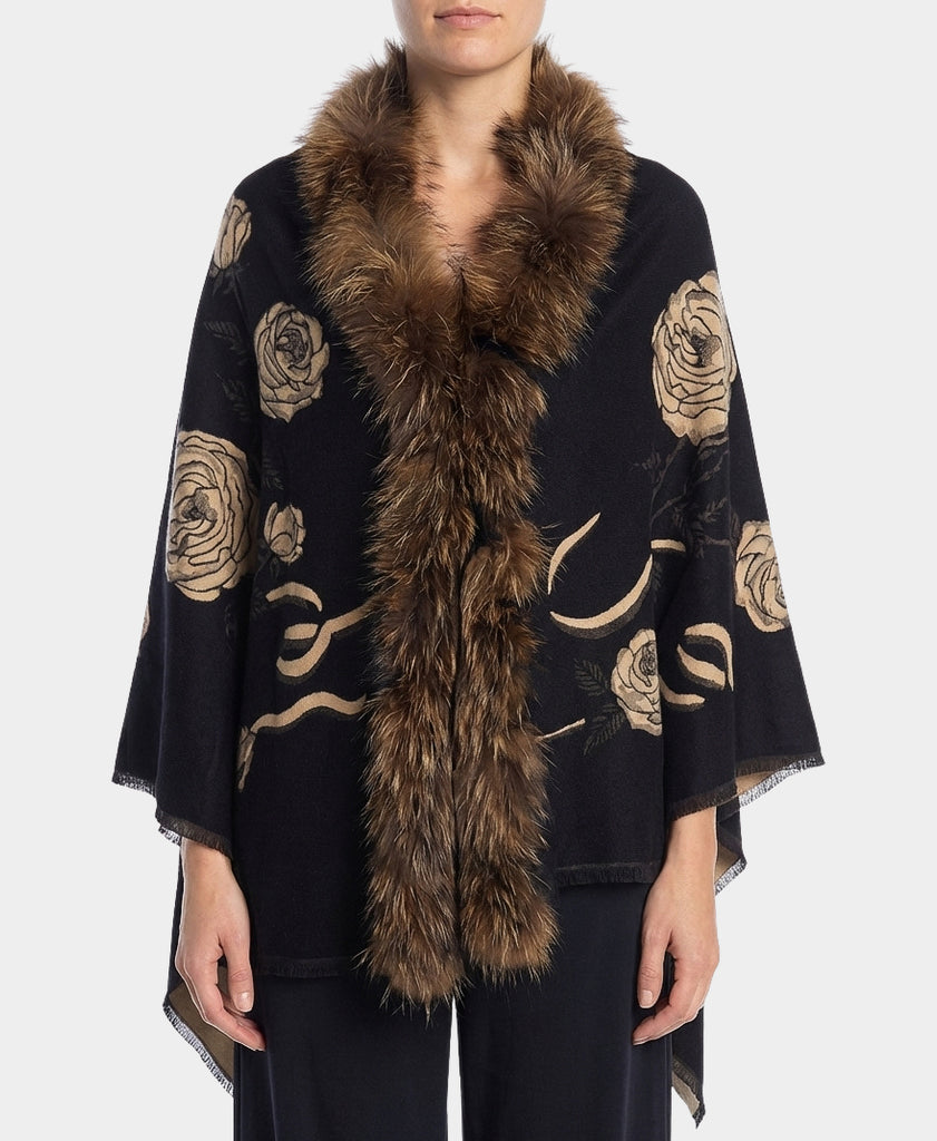 Cashmere Blend Wrap w/ Fox Fur Trim – FOX'S - Online
