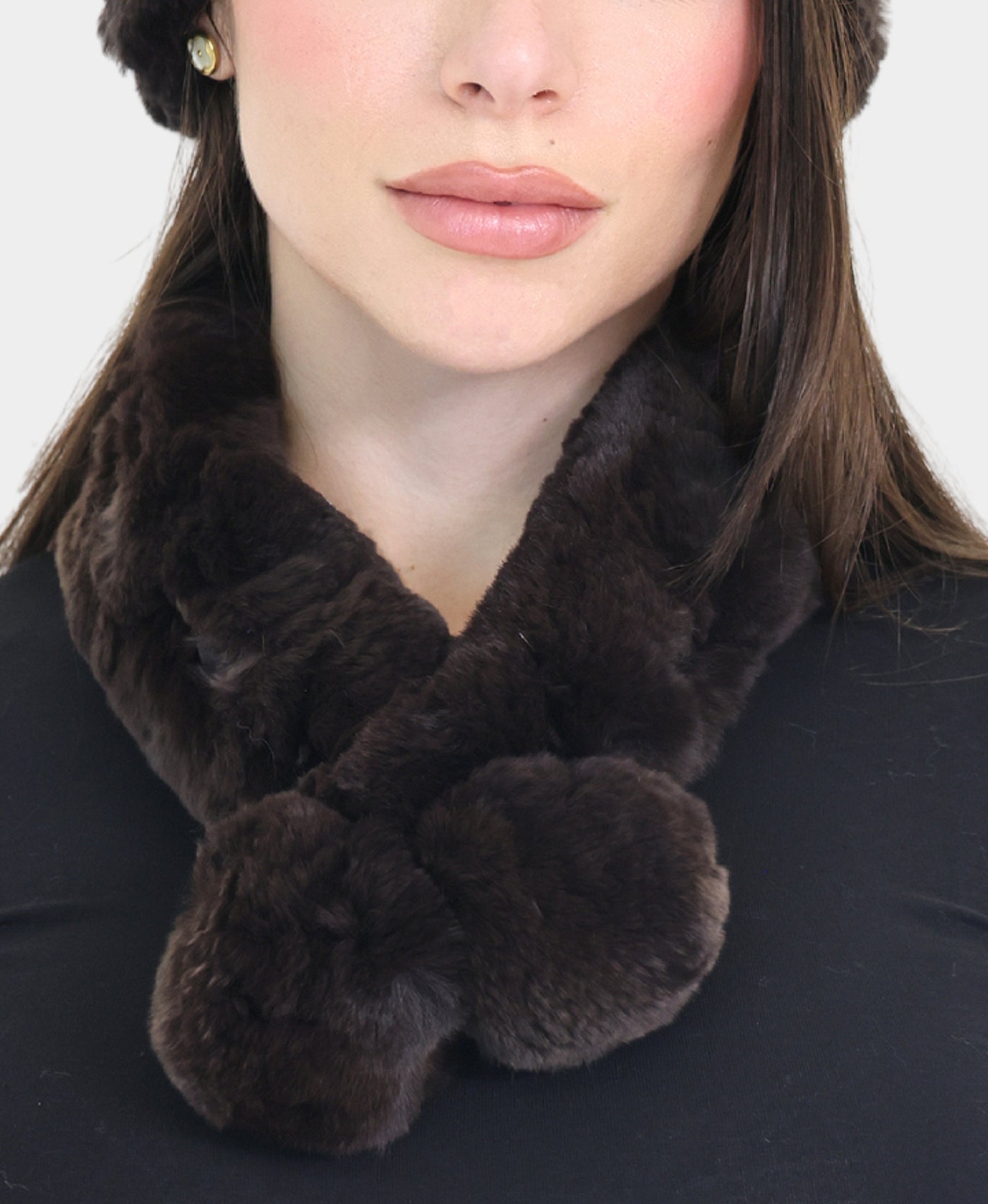 Fur Pull Thru Scarf w/ Poms