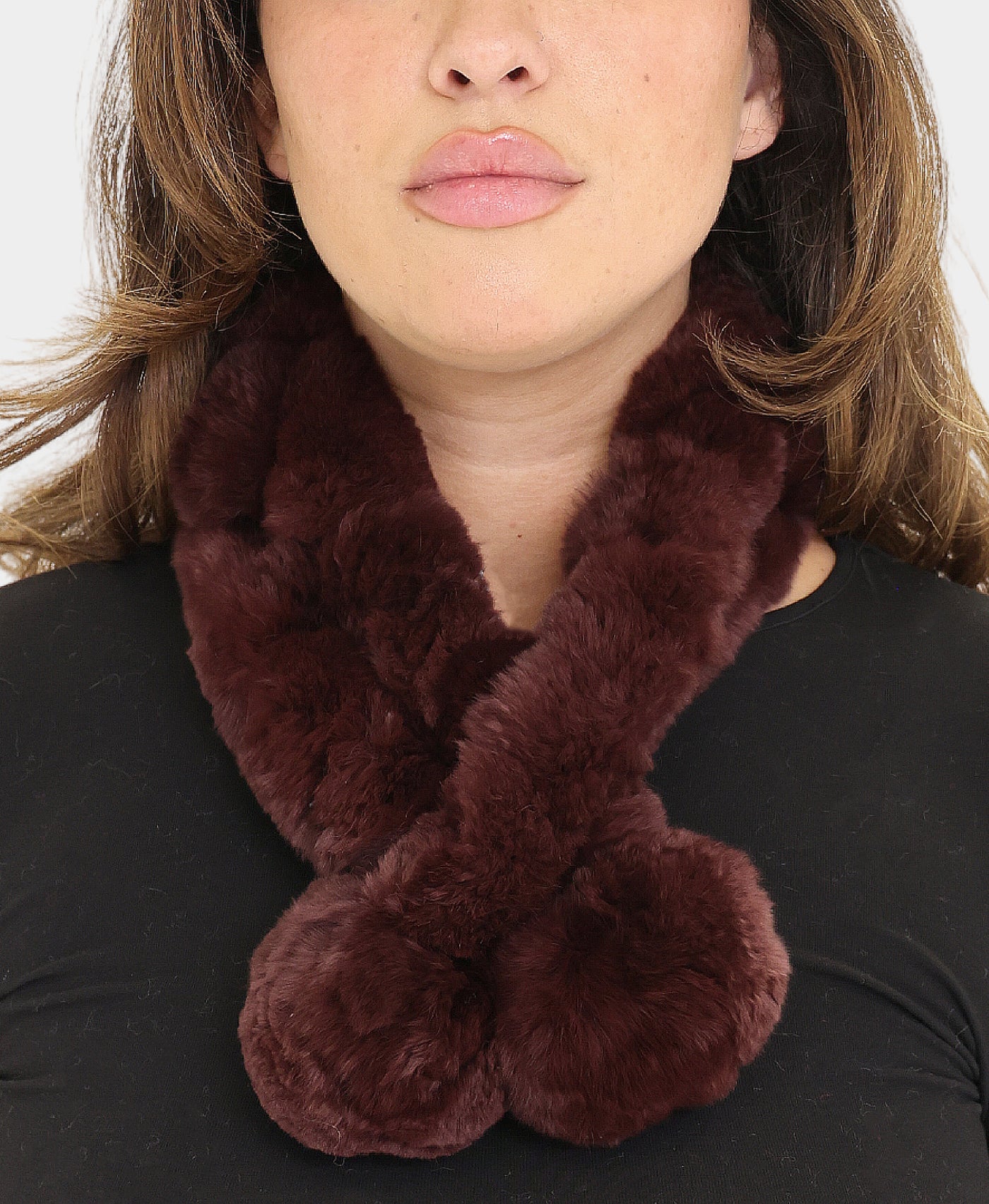 Fur Pull Thru Scarf w/ Poms view 1