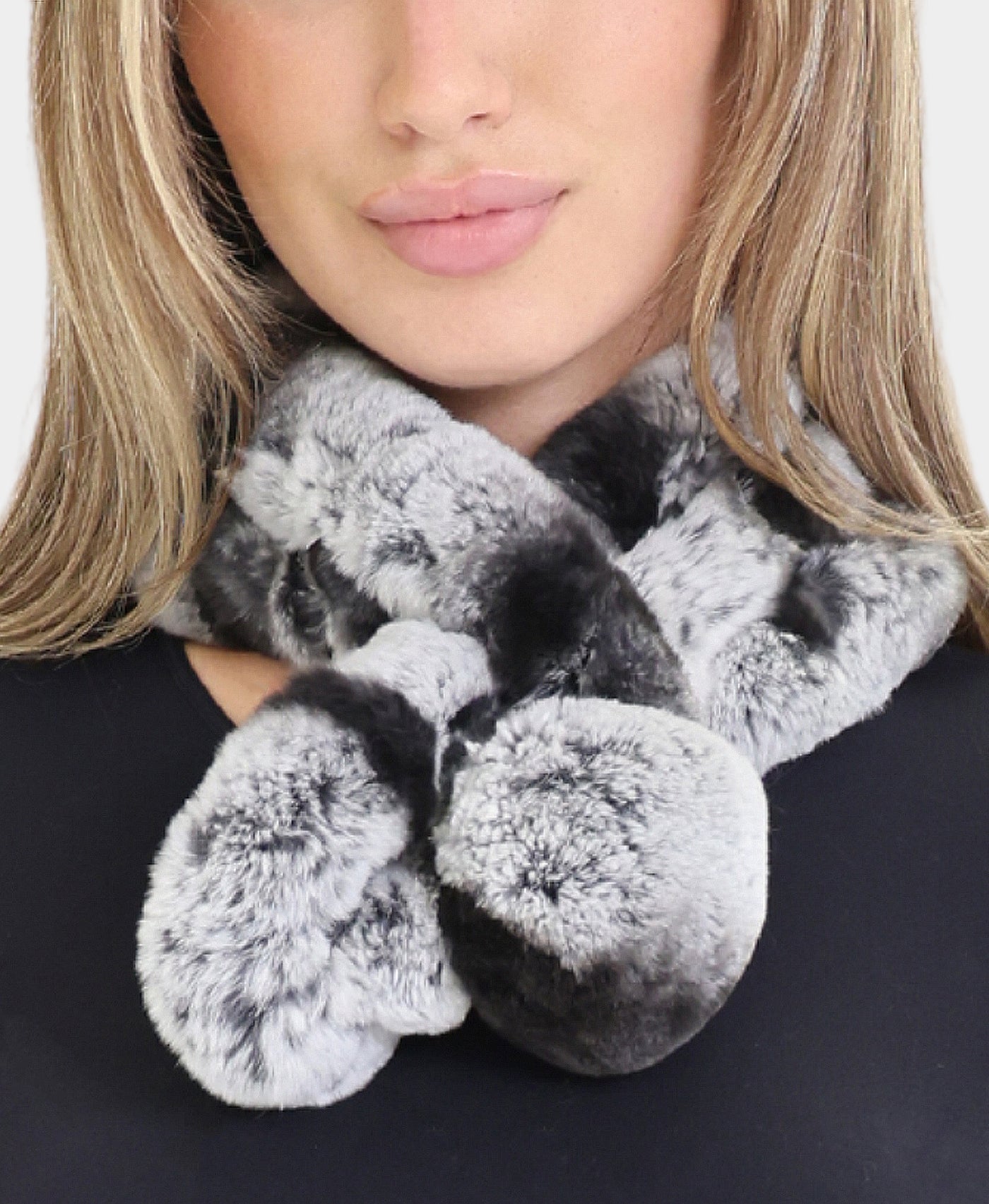 Fur Pull Thru Scarf w/ Poms view 1