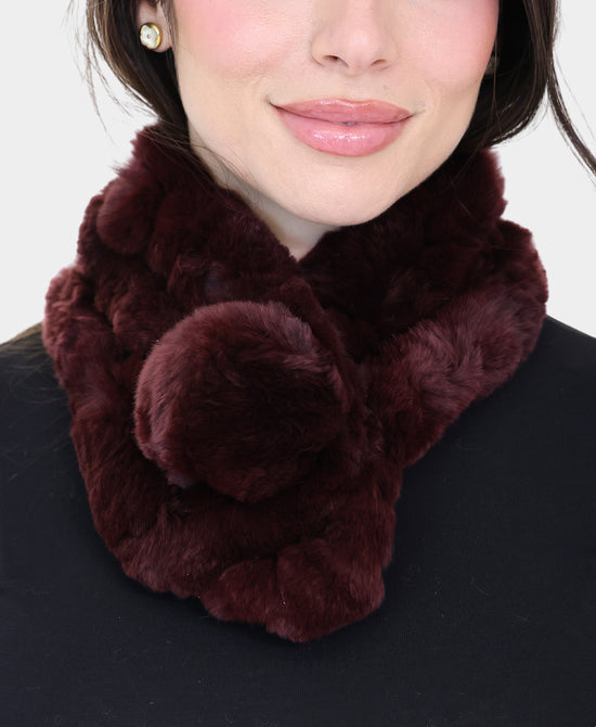 Knitted Fur Pull Thru Scarf w/ Pom view 