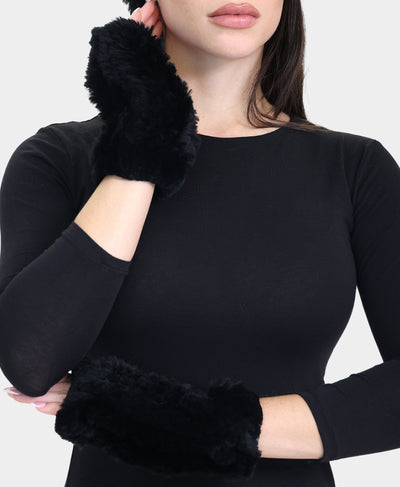 Fur Fingerless Gloves image 1