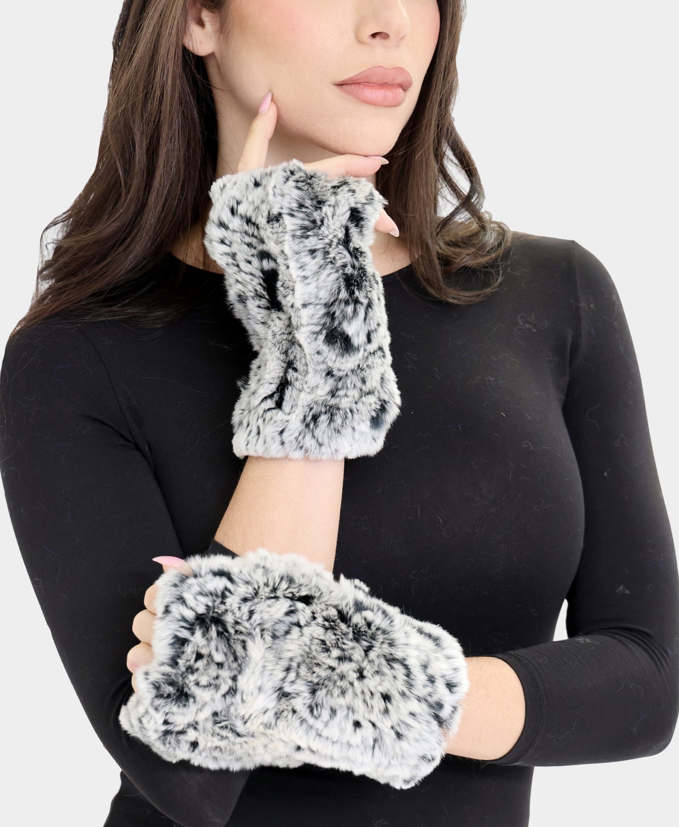 Fur Fingerless Gloves view 1