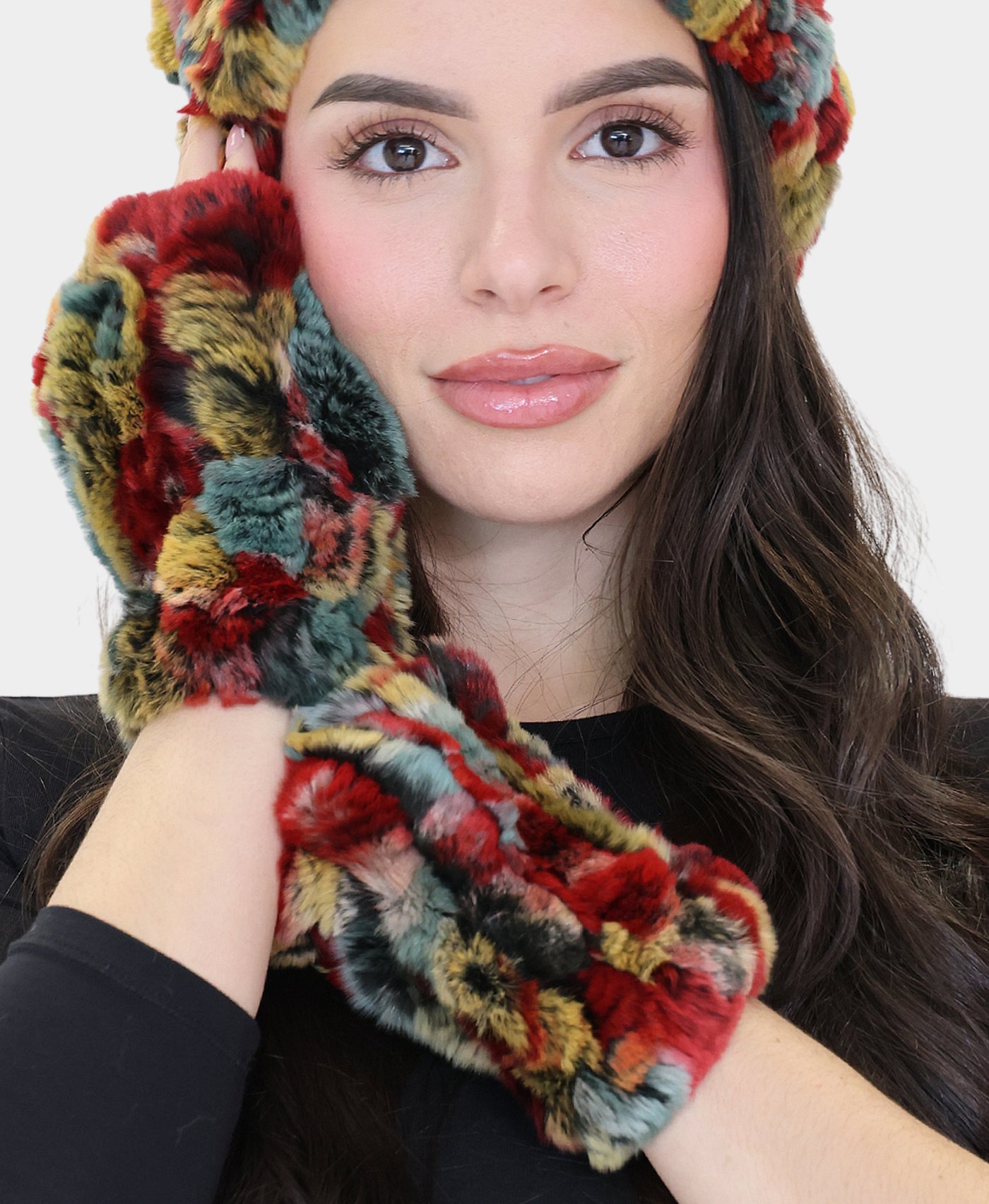 Fur Fingerless Gloves view 1