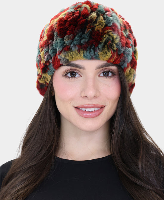 Knitted Fur Beanie Hat view 