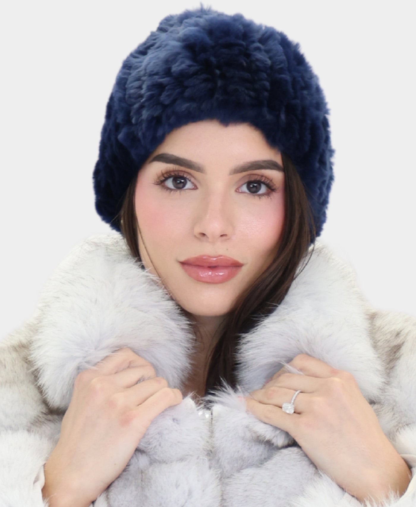 Knitted Fur Beanie Hat view 1