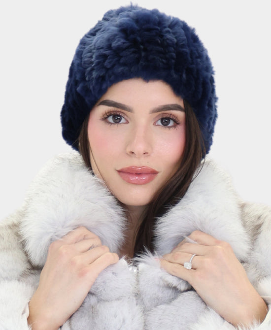 Knitted Fur Beanie Hat view 