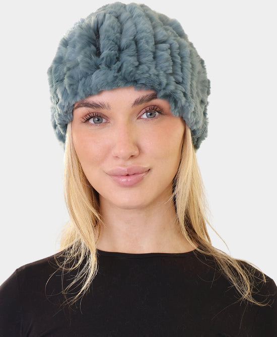 Knitted Fur Beanie Hat view 