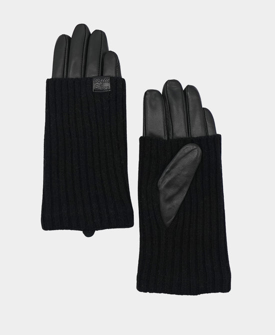 Leather Gloves w/ Knit Overlay view 