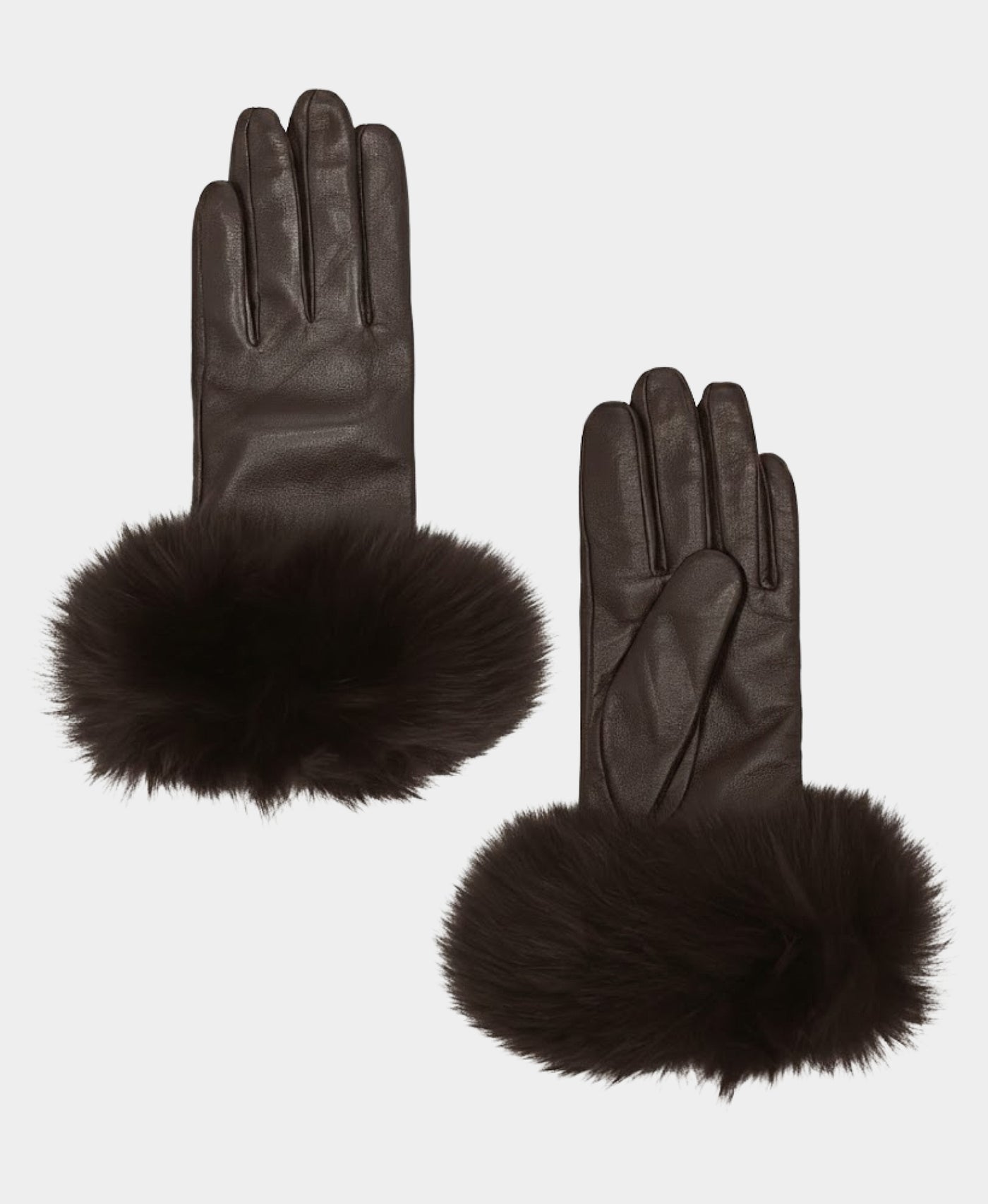 Leather Gloves w/ Fox Fur Trim view 1