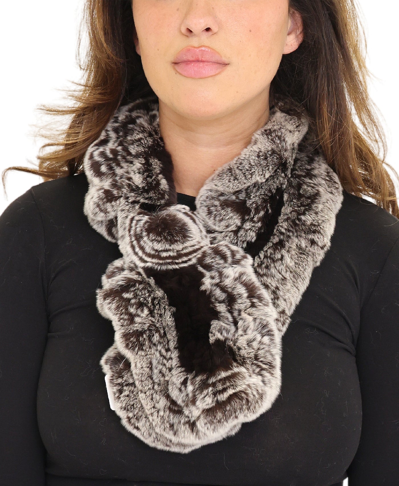 Fur Ruffle Scarf w/ Rosette view 1