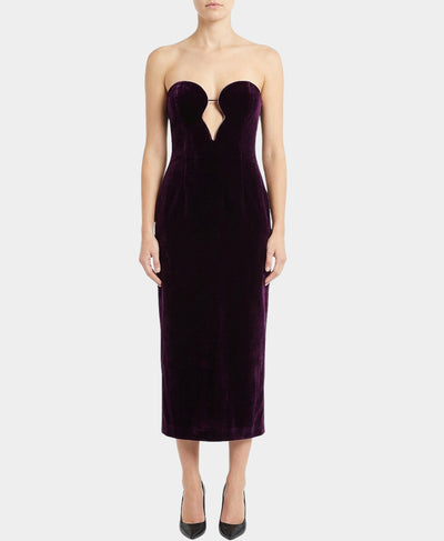 Velvet Midi Dress w/ Crystal Trim image 1