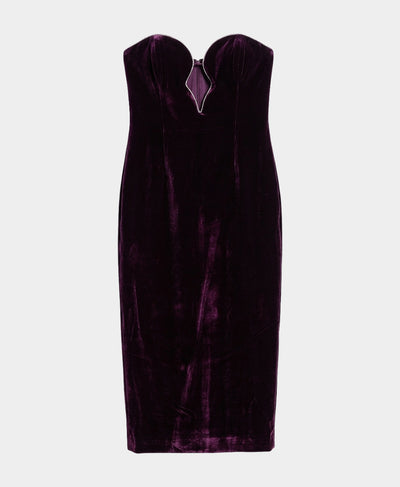 Velvet Midi Dress w/ Crystal Trim image 3
