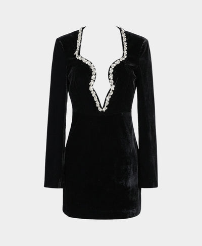 Velvet Dress w/ Jewel Trim image 3