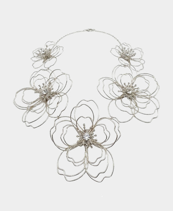 
Flower Statement Necklace in SILVER view 2