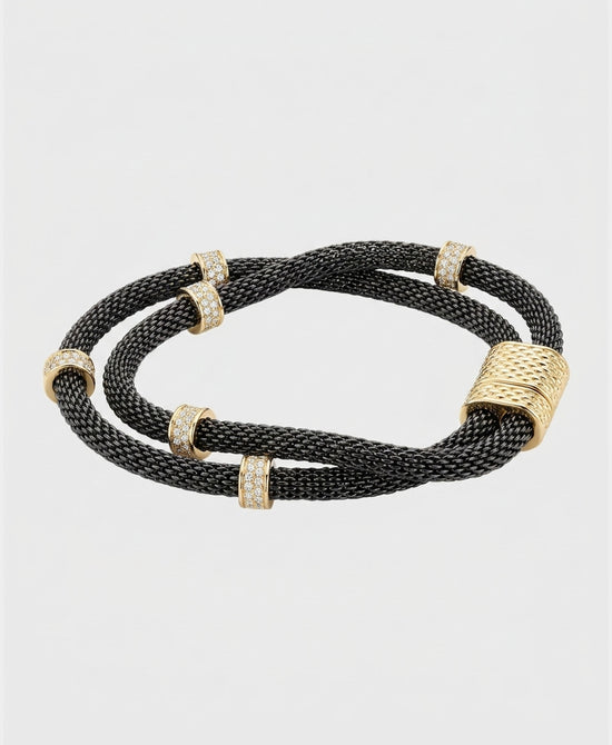 
Double Strand Mesh Bracelet in BLACK/GOLD view 2