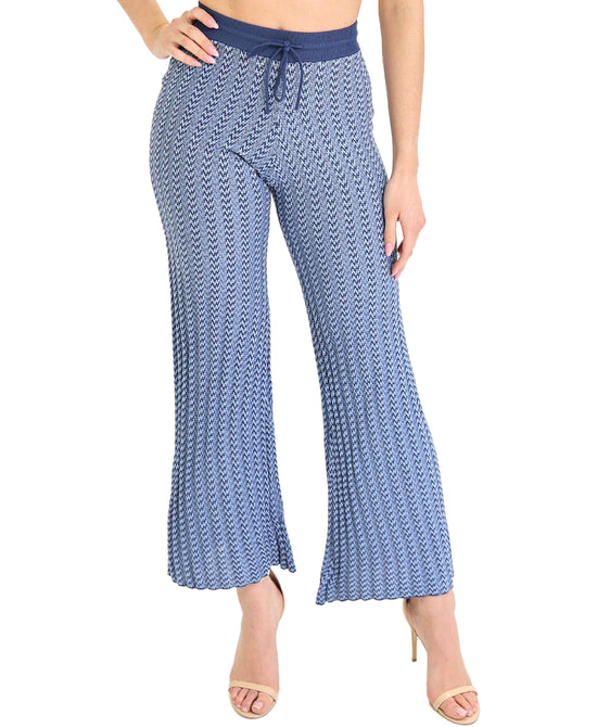 Houndstooth Knit Flare Pants view 