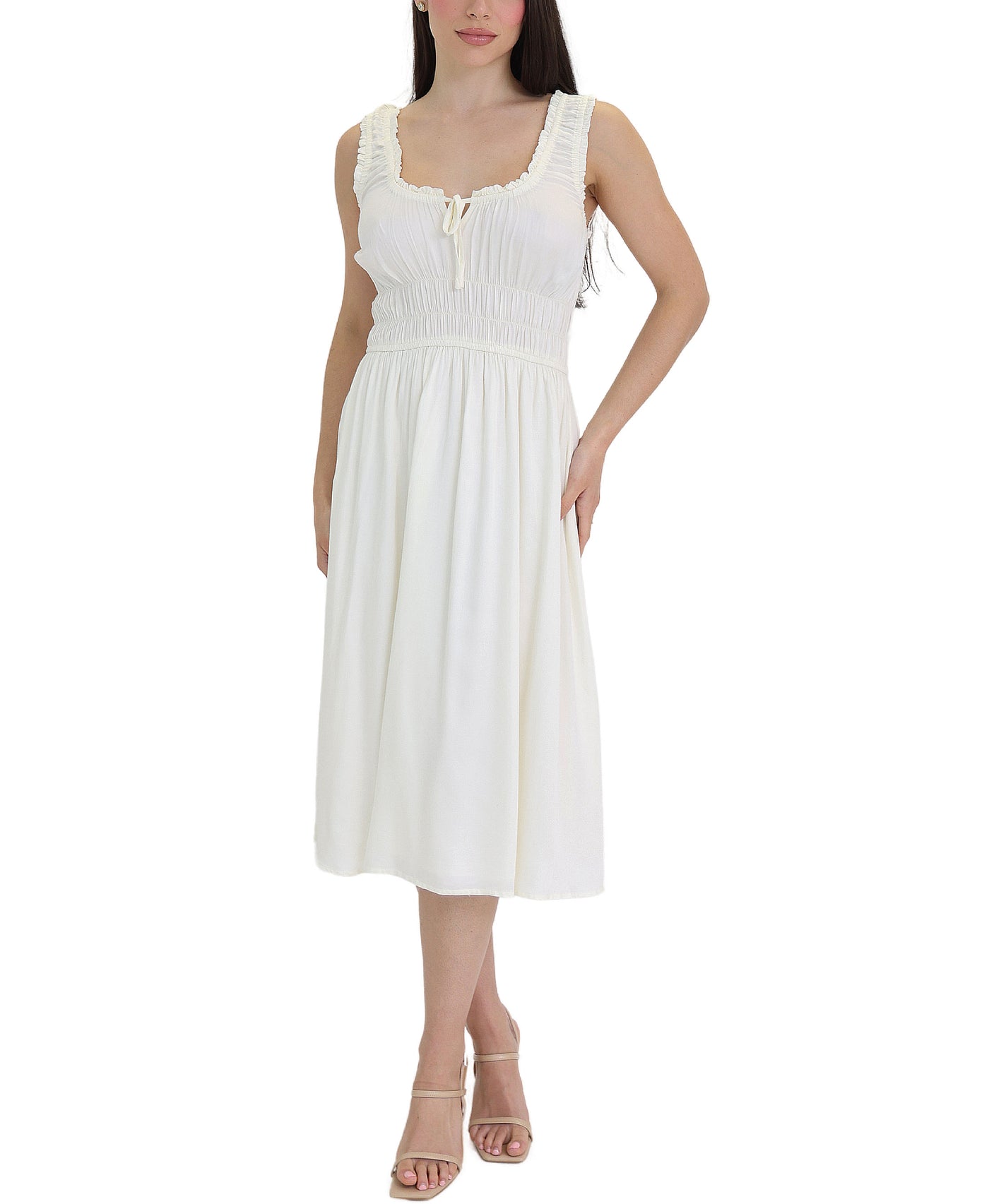 Solid Ruched Midi Dress view 1