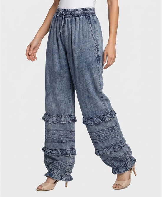 
Tiered Ruffle Balloon Pants in BLUE view 1