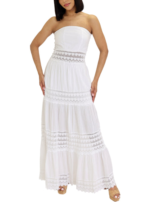 Crochet Trim Strapless Dress view 