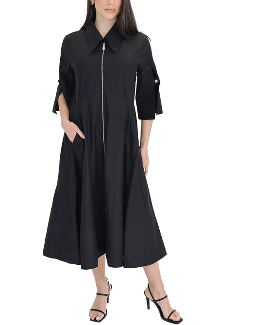 Zipper Front Midi Dress view 