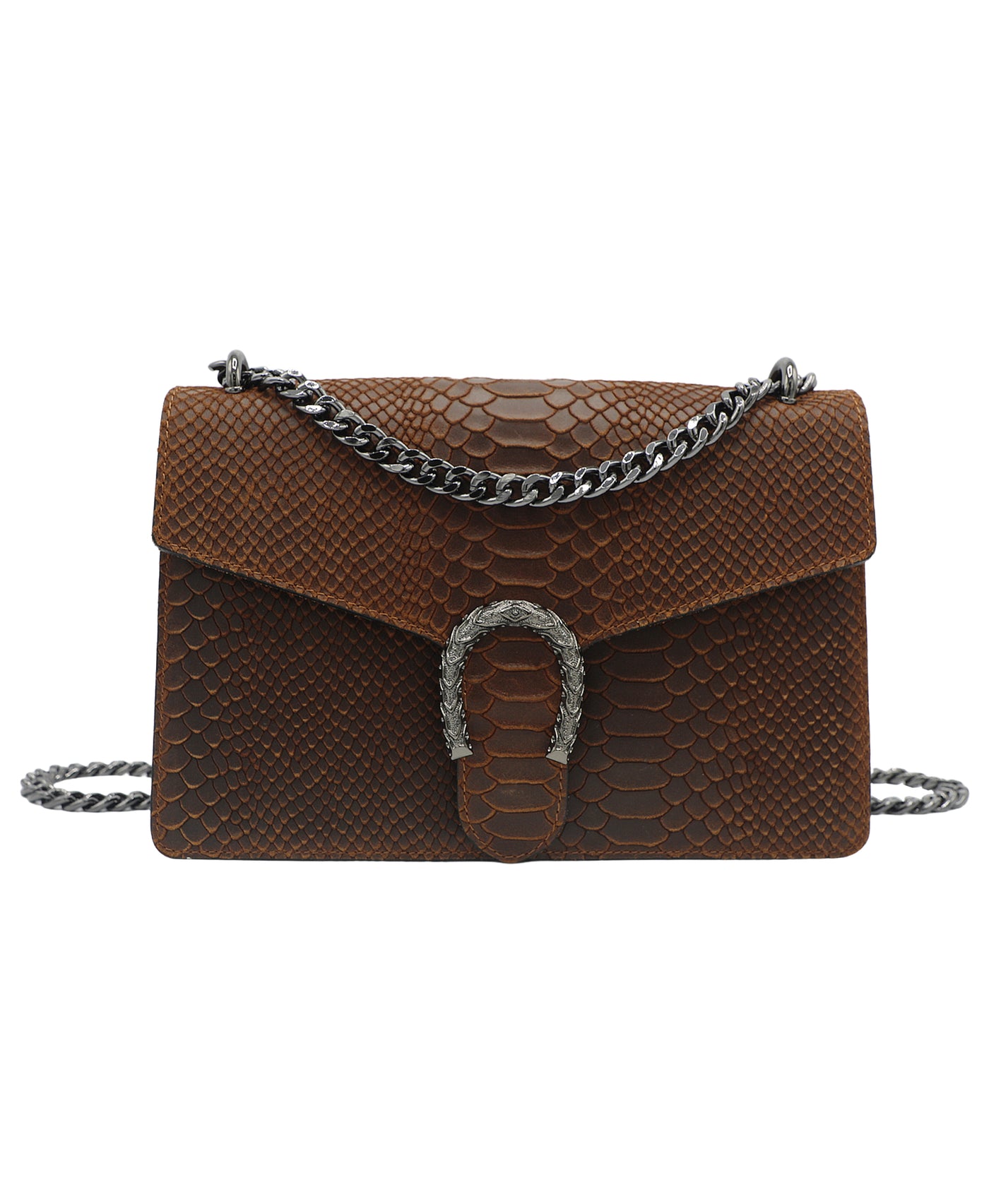 Embossed Leather Handbag w/ Chain Strap image 1