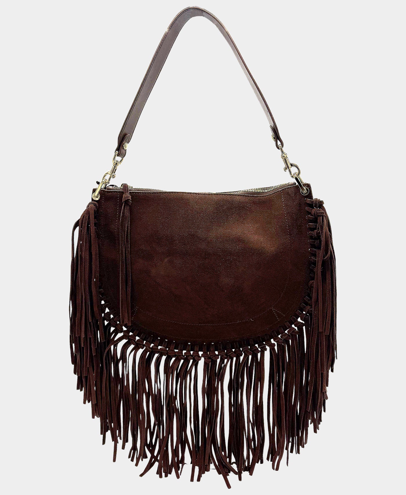 Suede Fringe Shoulder Bag view 1