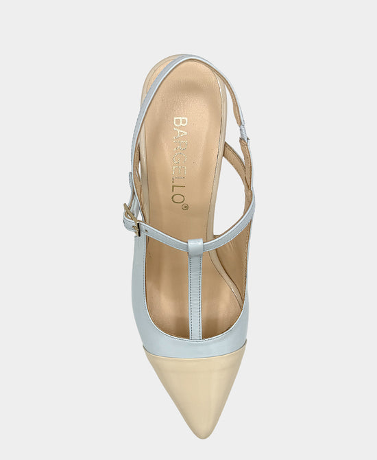 
Leather Color Block Slingback in BEIGE/LIGHT BLUE view 2