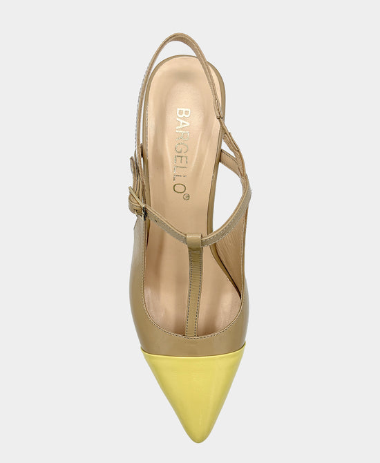 
Leather Color Block Slingback in BEIGE/YELLOW view 2