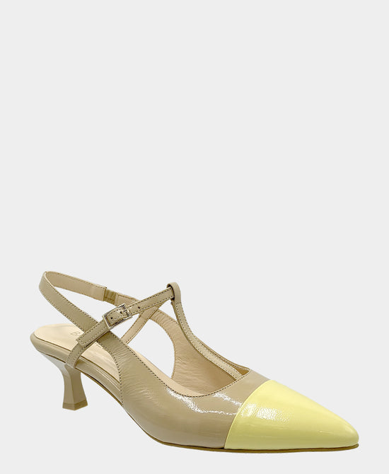 
Leather Color Block Slingback in BEIGE/YELLOW view 1