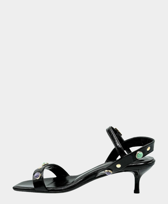 
Leather Studded Heeled Sandal in BLACK view 2