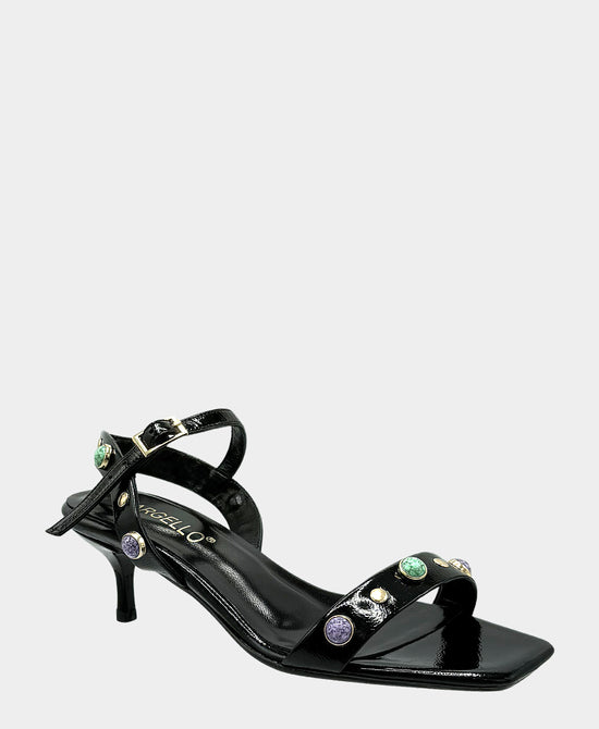 
Leather Studded Heeled Sandal in BLACK view 1