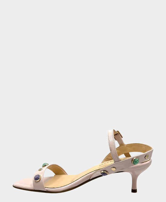 
Leather Studded Heeled Sandal in PINK view 2
