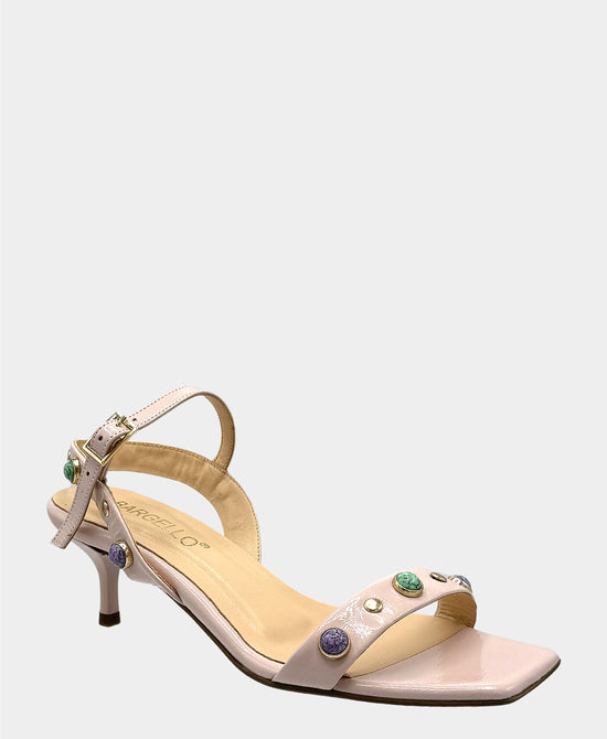 
Leather Studded Heeled Sandal in PINK view 1