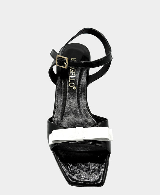 
Leather Bow Heeled Sandal in BLACK/WHITE view 2