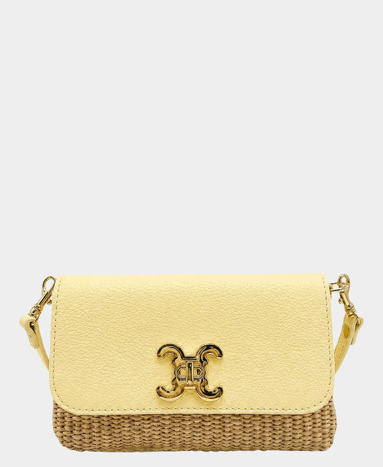 
Leather Woven Shoulder Bag in YELLOW view 1