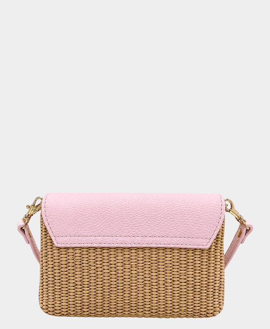 
Leather Woven Shoulder Bag in BUBBLEGUM PINK view 2