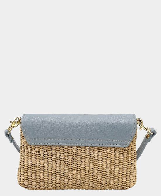 
Leather Woven Shoulder Bag in SKY view 2