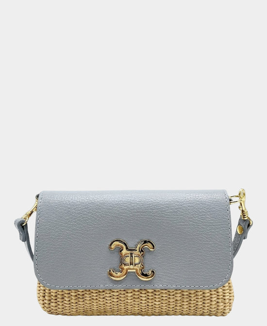 
Leather Woven Shoulder Bag in SKY view 1