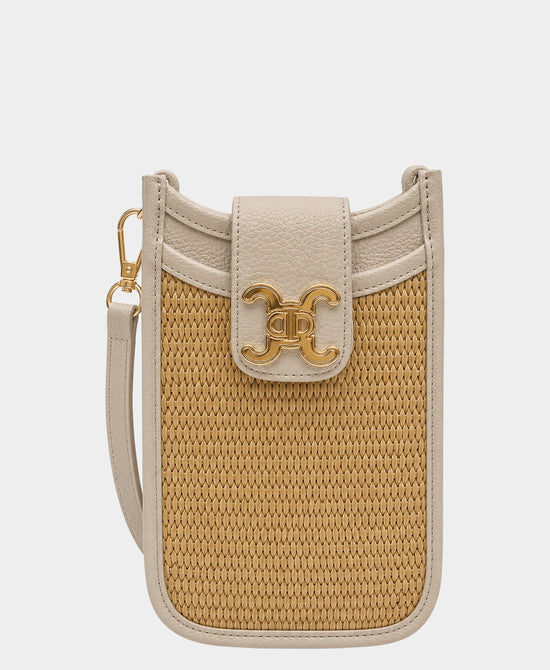 
Leather Woven Crossbody Bag in BEIGE view 1